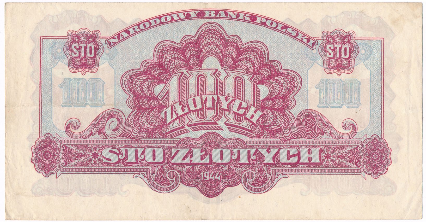 Banknot 100 złotych 1944 seria CT OBOWIĄZKOWE archiwum niemczyk pl